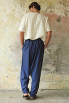 Odana's | Sustainable Gifts | MOON Gender Neutral Linen Blend Harem Pants (Beige, Indigo Blue) | Linen Harem Pants | Sustainable Fashion