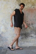 Odana's | Sustainable Gifts | BOREAS Linen Blend Shorts Man (Tan, Burnt Orange) | Linen Pants | Sustainable Fashion