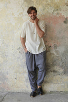 Odana's | Sustainable Gifts | MOON Men's Linen Blend Harem Pants (Dark Gray, Brown) | Linen Harem Pants | Sustainable Fashion