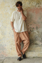 Odana's | Sustainable Gifts | MOON Gender Neutral Linen Blend Harem Pants (Black, Tan) | Linen Harem Pants | Sustainable Fashion