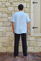 Odana's | Sustainable Gifts | ARCHEUS Organic Cotton Double Gauze Shirt (Dark Blue, Baby Blue) | Shirts | Sustainable Fashion
