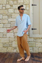Odana's | Sustainable Gifts | ARCHEUS Organic Cotton Double Gauze Shirt (Dark Blue, Baby Blue) | Shirts | Sustainable Fashion