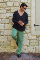 Odana's | Sustainable Gifts | ACHILLES Bamboo & Organic Cotton Shirt (Light Brown, Black) Black | Shirts | Sustainable Fashion
