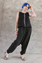 Odana's | Sustainable Gifts | BREATH Women's Organic Cotton Harem Pants (Black, Blue) | Harem Pants | Sustainable Fashion