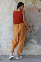Odana's | Sustainable Gifts | TRIBAL Women's Organic Gauze Cotton Harem Pants (Caramel, Mint Green) | Harem Pants | Sustainable Fashion