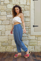 Odana's | Sustainable Gifts | TRIBAL Women's Organic Gauze Cotton Harem Pants (Light Indigo Blue,Mustard) | Harem Pants | Sustainable Fashion