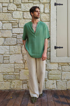 Odana's | Sustainable Gifts | ARCHEUS Organic Cotton Double Gauze Shirt (Green, Black) Green | Shirts | Sustainable Fashion