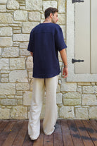 Odana's | Sustainable Gifts | ARCHEUS Organic Cotton Double Gauze Shirt (Dark Blue, Baby Blue) | Shirts | Sustainable Fashion