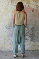 Odana's | Sustainable Gifts | TRIBAL Women's Organic Gauze Cotton Harem Pants (Red, Sage Green) | Harem Pants | Sustainable Fashion