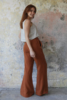 Odana's | Sustainable Gifts | PALAZZO Women's 2Layer Organic Gauze Cotton Pants (Green, Terra Cotta, Mustard, Brown) | Palazzo Pants | Sustainable Fashion