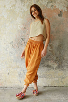 Odana's | Sustainable Gifts | GAIA Women's Organic Gauze Cotton Harem Pants (Light Blue, Mint, Orange) | Harem Pants | Sustainable Fashion