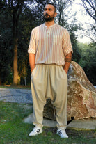 Odana's | Sustainable Gifts | MOON Gender Neutral Linen Blend Harem Pants (Beige, Indigo Blue) | Linen Harem Pants | Sustainable Fashion