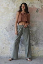 Odana's | Sustainable Gifts | TRINITY Linen Blend Women's Pants (Almond Green, Dark Gray, Windsor Tan) | Linen Pants | Sustainable Fashion