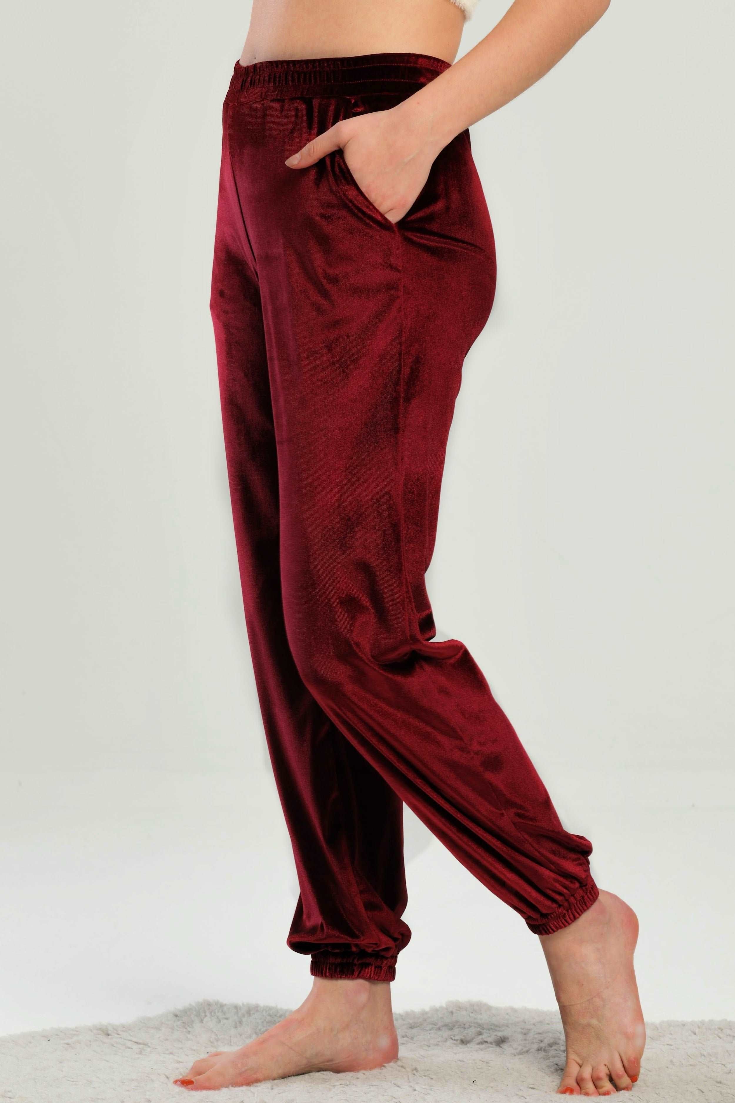 Sustainable  | DOVE Women's Velvet Pants (Red) by Odana's