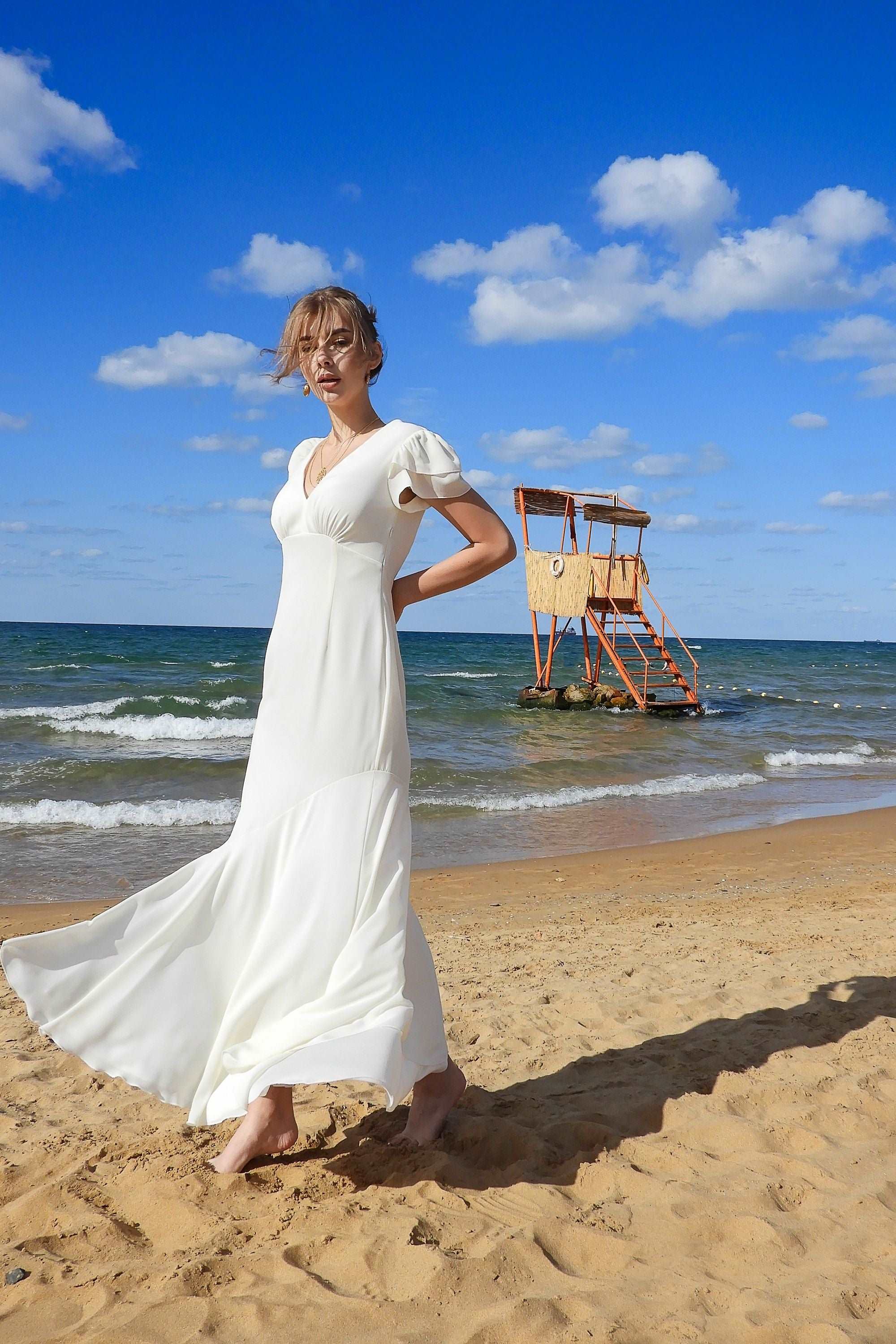 Gauze beach shop wedding dresses