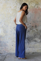 Odana's | Sustainable Gifts | TRINITY Linen Blend Women's Pants (Tan, Indigo Blue) | Linen Pants | Sustainable Fashion