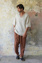 Odana's | Sustainable Gifts | MOON Gender Neutral Linen Blend Harem Pants (Dark Gray, Brown) | Linen Harem Pants | Sustainable Fashion