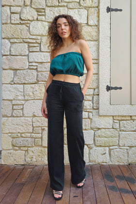 Odana's | Sustainable Gifts | SELENE Vegan Silk Pants in Black for Women | Hemp Pants | Sustainable Fashion