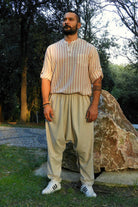 Odana's | Sustainable Gifts | MOON Gender Neutral Linen Blend Harem Pants (Beige, Indigo Blue) | Linen Harem Pants | Sustainable Fashion