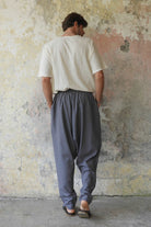 Odana's | Sustainable Gifts | MOON Men's Linen Blend Harem Pants (Dark Gray, Brown) | Linen Harem Pants | Sustainable Fashion