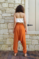 Odana's | Sustainable Gifts | TRIBAL Women's Organic Gauze Cotton Harem Pants (Orange) | Harem Pants | Sustainable Fashion