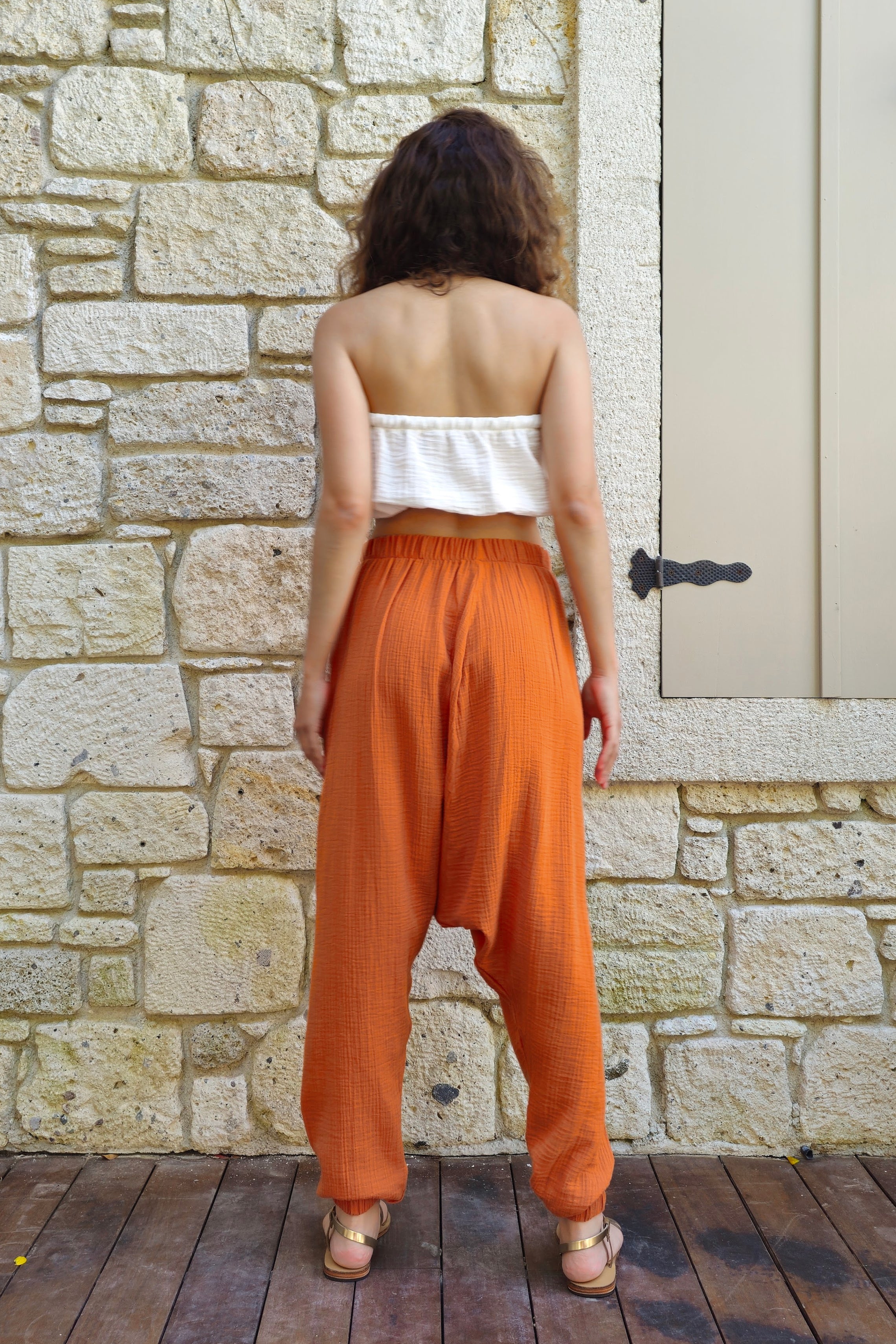 Odana's | TRIBAL Women's Gauze Cotton Harem Pants (Orange) | Harem Pants | Sustainable Fashion