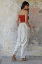 Odana's | Sustainable Gifts | MOON Women's Linen Blend Harem Pants (Beige, Indigo Blue) | Linen Harem Pants | Sustainable Fashion