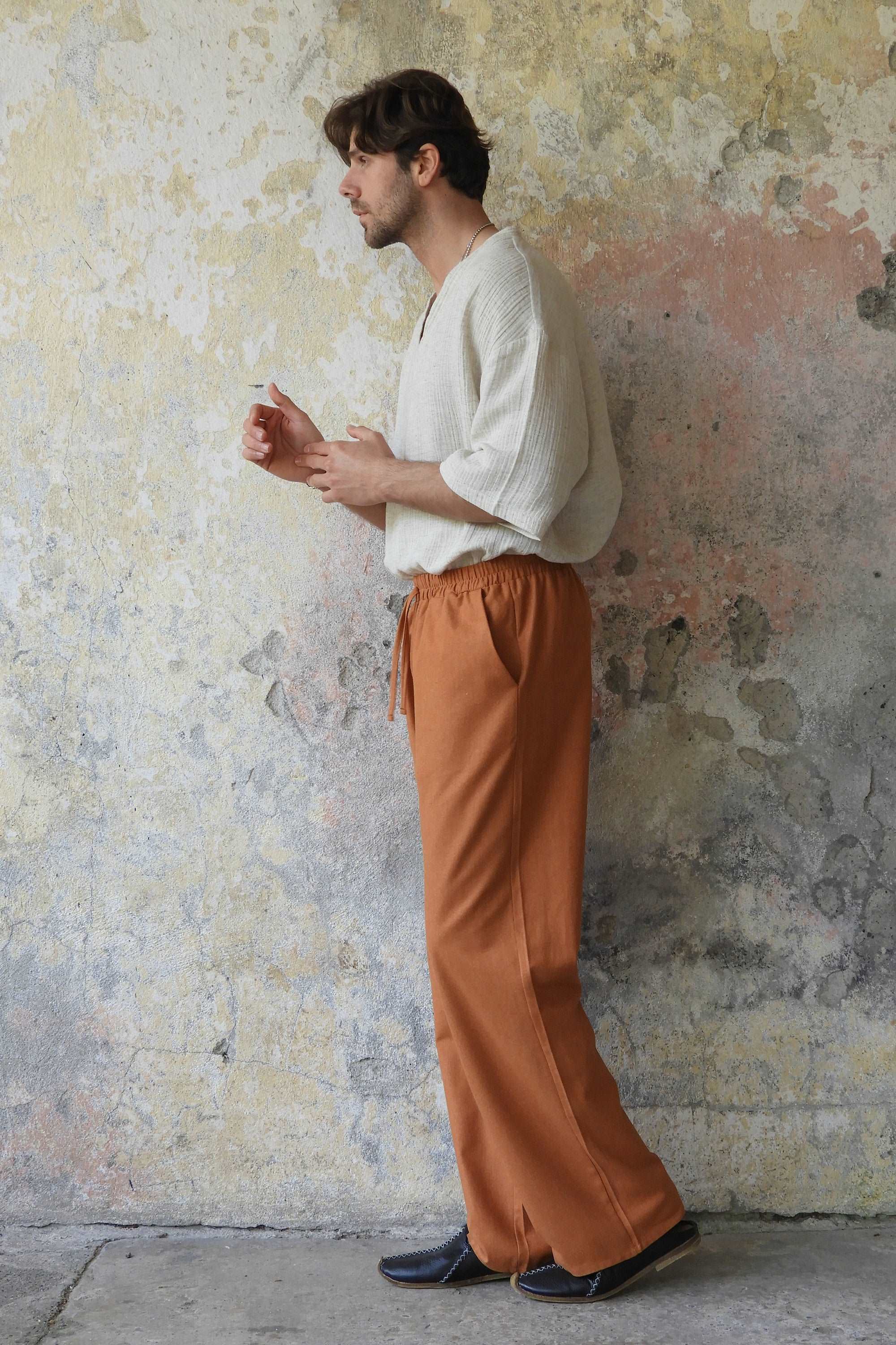 Odana's | BEACH Men's Linen Blend Pants (Windsor Tan, Terra Cotta) | Linen Pants | Sustainable Fashion