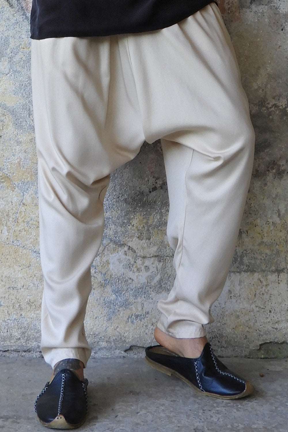 Odana's | Sustainable Gifts | BASIC Men's Harem Pants (Dark Cream, Army Green) Dark Cream | Harem Pants | Sustainable Fashion