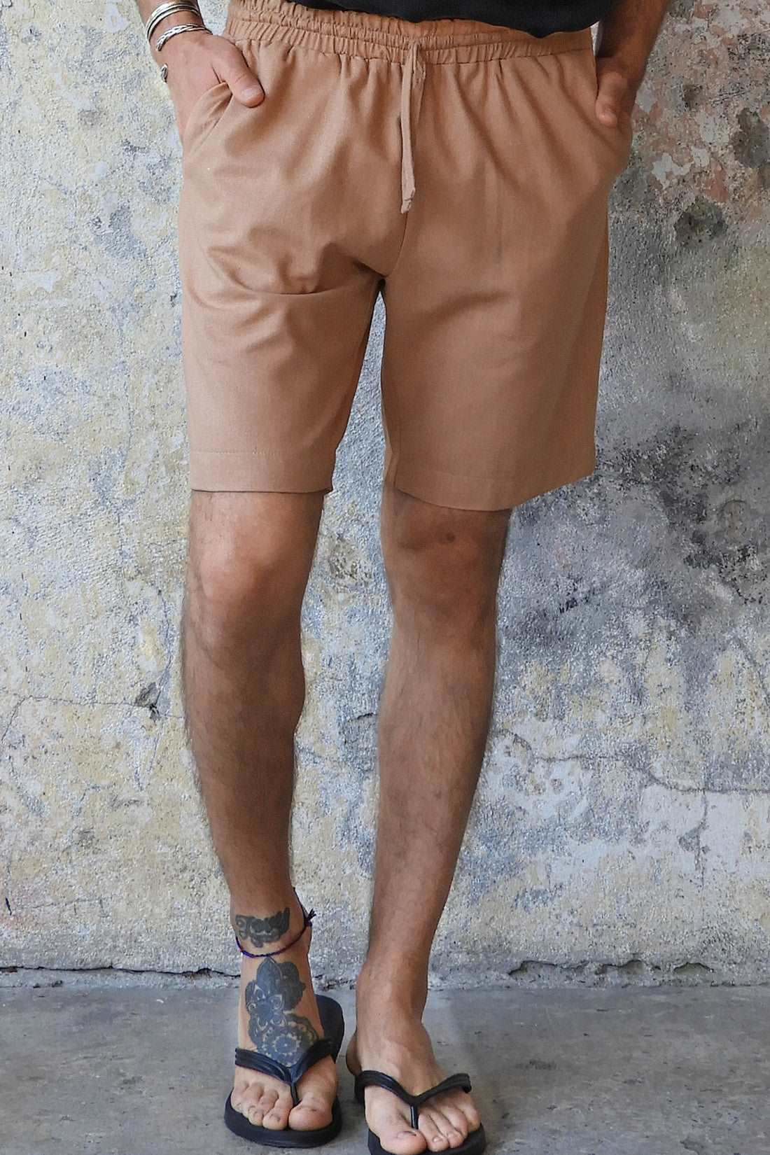 Odana's | Sustainable Gifts | BOREAS Linen Blend Shorts Man (Tan, Burnt Orange) Tan | Linen Pants | Sustainable Fashion