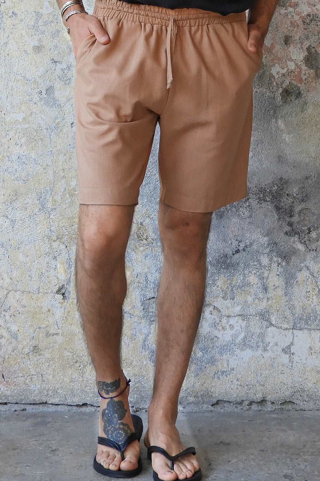 Sustainable  | BOREAS Linen Blend Shorts Man (Tan, Burnt Orange) by Odana's
