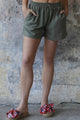 Odana's | Sustainable Gifts | TERRA Women's Linen Blend Shorts Almond Green | Linen Short | Sustainable Fashion