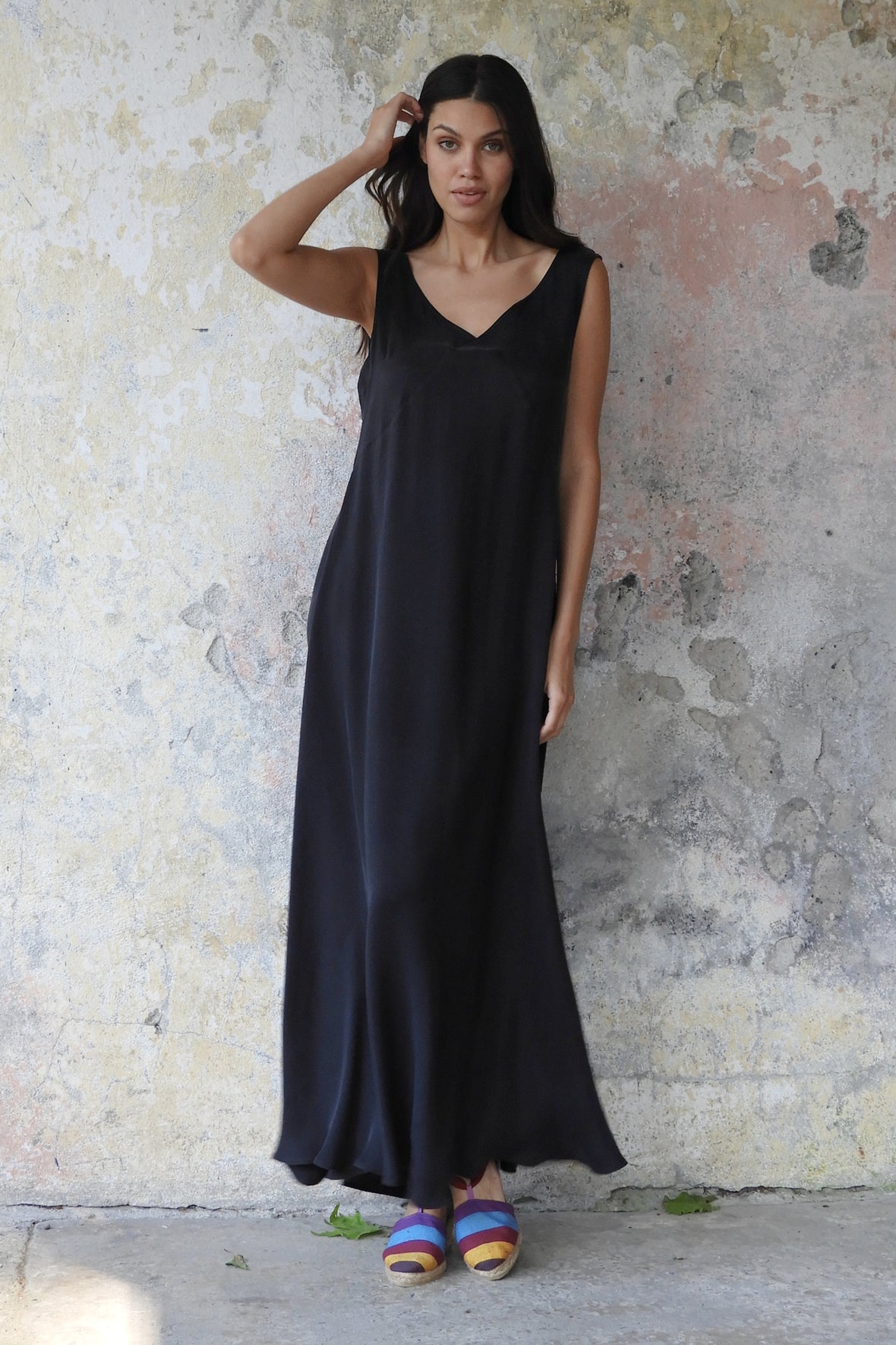 Orianna Silk-Blend Maxi Dress Washed Sky