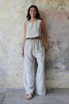 Odana's | Sustainable Gifts | CHAKRA Beige Women's Linen Pants | Linen Pants | Sustainable Fashion
