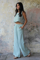 Odana's | Sustainable Gifts | PALAZZO Women's 2Layer Organic Gauze Cotton Pants (Blue, Mint) | Palazzo Pants | Sustainable Fashion