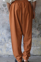 Odana's | Sustainable Gifts | MOON Women's Linen Blend Harem Pants (Windsor Tan, Burnt Orange) | Linen Harem Pants | Sustainable Fashion