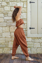 Odana's | Sustainable Gifts | TRIBAL Women's Organic Gauze Cotton Harem Pants (Brown, Dark Blue) | Harem Pants | Sustainable Fashion