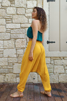 Odana's | Sustainable Gifts | TRIBAL Women's Organic Gauze Cotton Harem Pants (Light Indigo Blue,Mustard) | Harem Pants | Sustainable Fashion