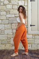 Odana's | Sustainable Gifts | TRIBAL Women's Organic Gauze Cotton Harem Pants (Orange) | Harem Pants | Sustainable Fashion