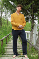 Odana's | Sustainable Gifts | DUNE Men's Organic Gauze Cotton Pants (Black, Sage Green) | Harem Pants | Sustainable Fashion
