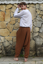 Odana's | Sustainable Gifts | TRIBAL Gender Neutral Organic Gauze Cotton Harem Pants (Brown, Gray) | Harem Pants | Sustainable Fashion