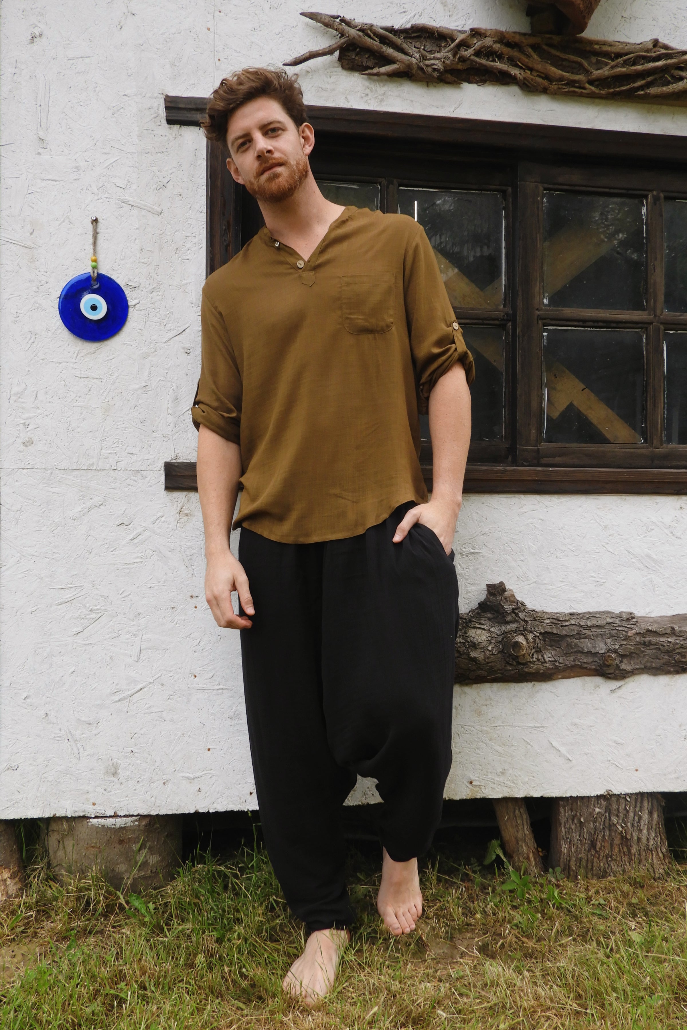 Odana's | Sustainable Gifts | RELAX Gender Neutral Organic Gauze Cotton Harem Pants (Black, Dark Blue) Black | Harem Pants | Sustainable Fashion