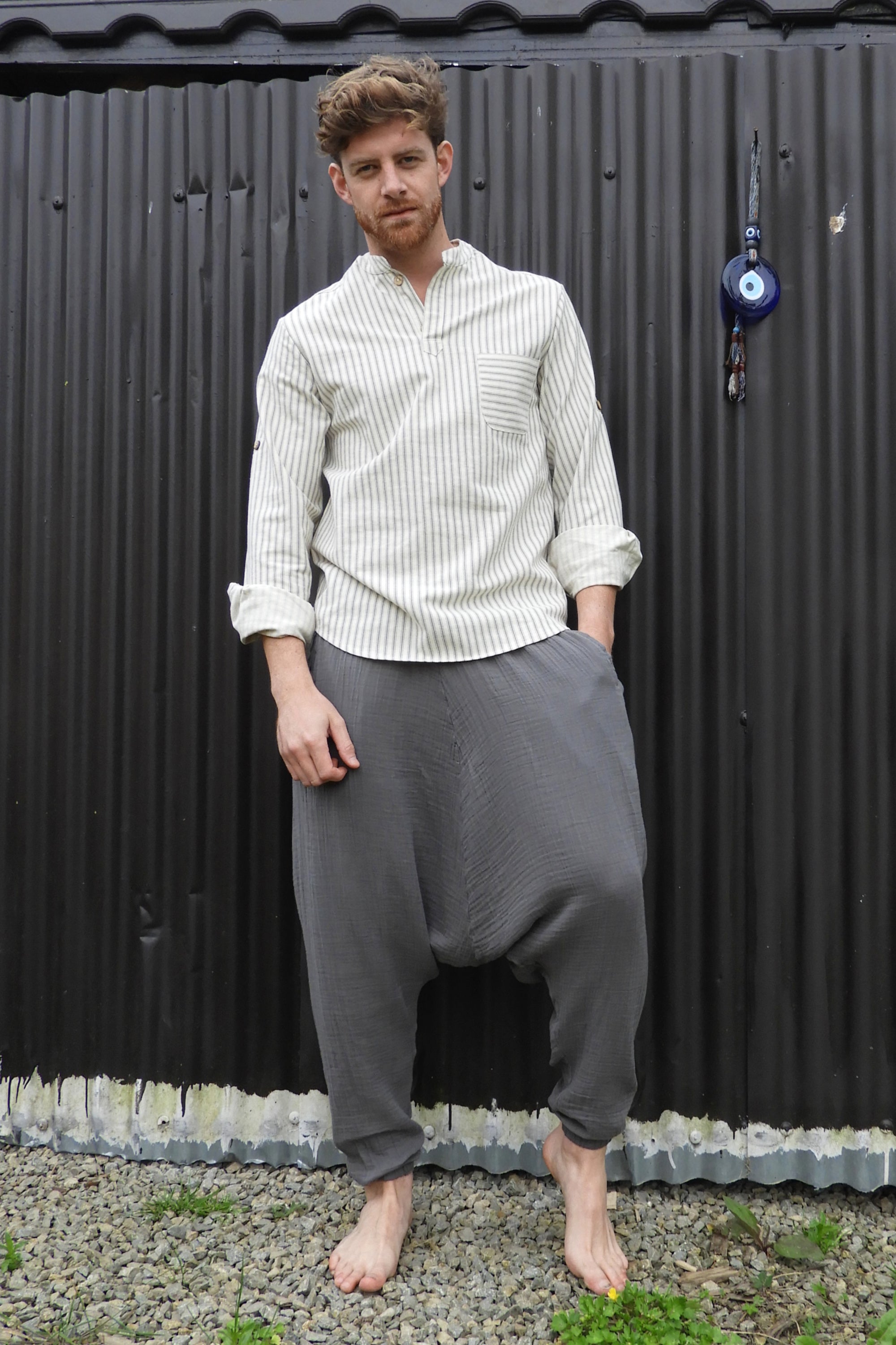 Odana's | TRIBAL Gender Neutral Gauze Cotton Harem Pants (Brown, Gray) | Harem Pants | Sustainable Fashion