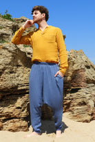 Odana's | Sustainable Gifts | RELAX Gender Neutral Organic Gauze Cotton Harem Pants (Brown, Indigo Blue) | Harem Pants | Sustainable Fashion