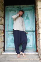 Odana's | Sustainable Gifts | RELAX Gender Neutral Organic Gauze Cotton Harem Pants (Black, Dark Blue) | Harem Pants | Sustainable Fashion