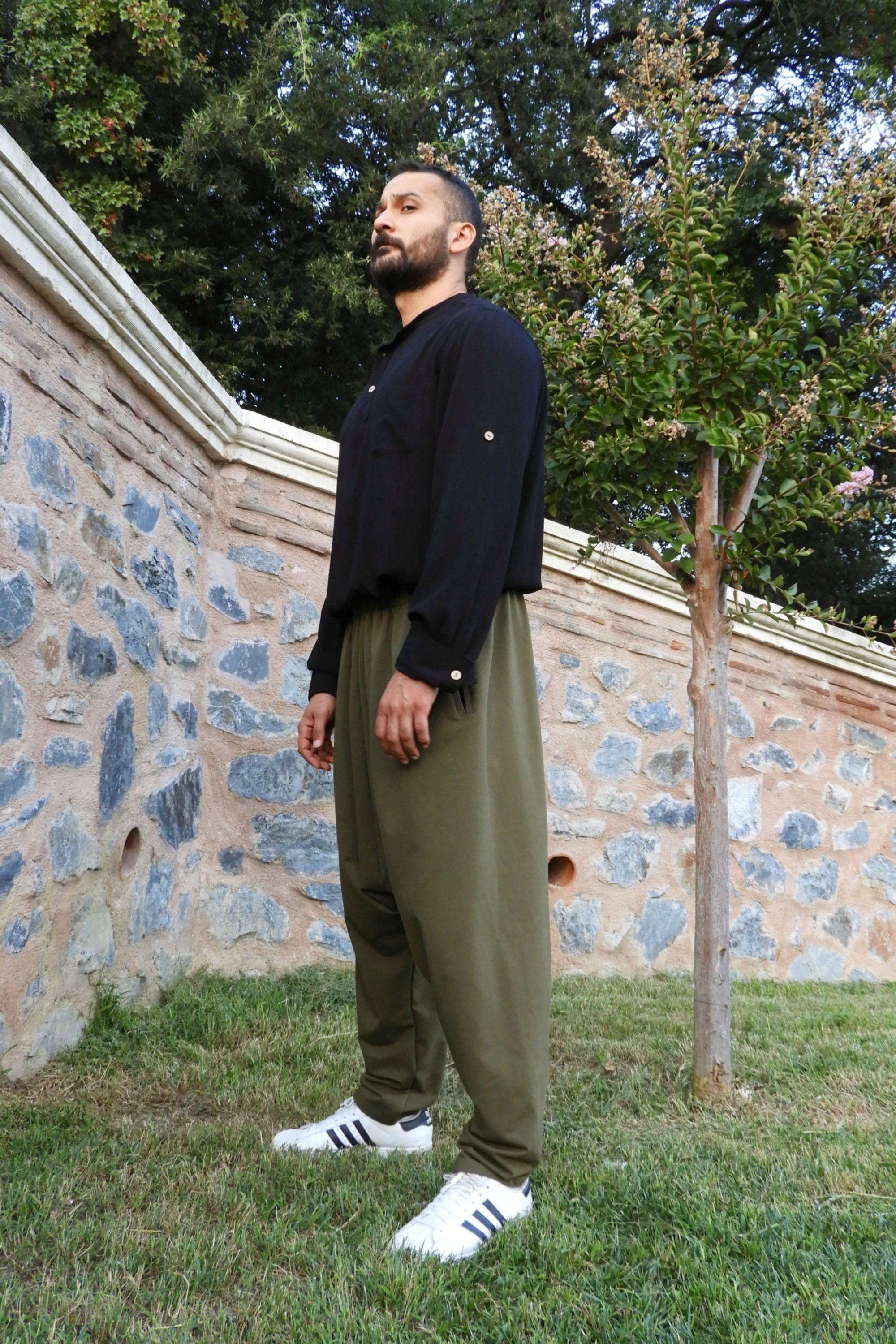 Sustainable  | SNOW Men's Harem Pants For Winter (Black, Green) by Odana's