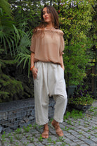 Odana's | Sustainable Gifts | SAND Women's Linen Harem Pants, Beige | Harem Pants | Sustainable Fashion